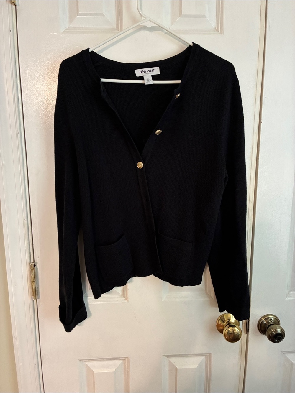 Nine West Black Lightweight Button-Front Cardigan
